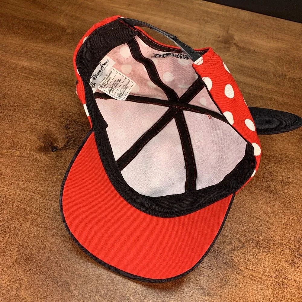 Disney Parks Minnie Mouse Youth Size Girls Ear Polka Dot Bow Cap‎ Hat Disneyland